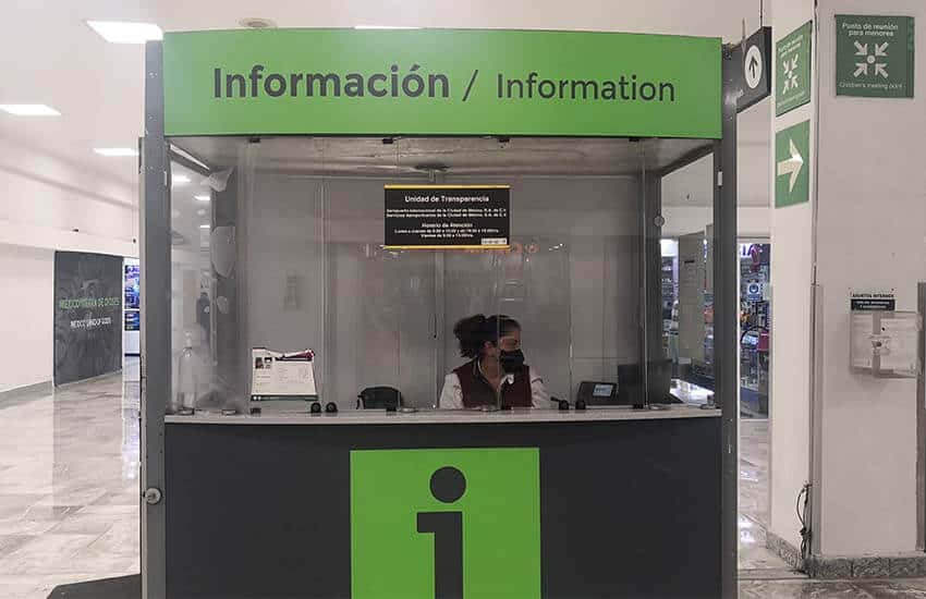 information booth at Benito Juarez Airport, Mexico CIty