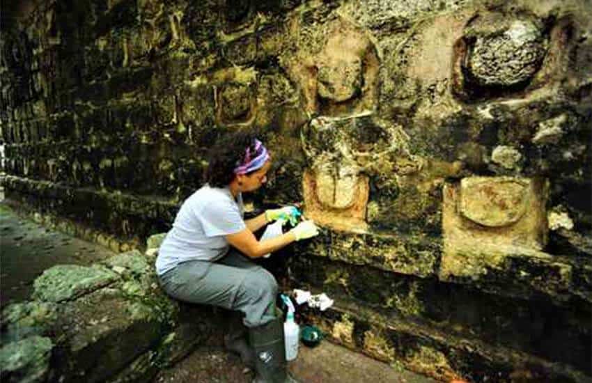 restoration at Kuluba Maya site in Yucatan