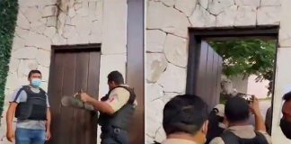 Investigators use force to enter the home of the national leader of the Institutional Revolutionary Party.