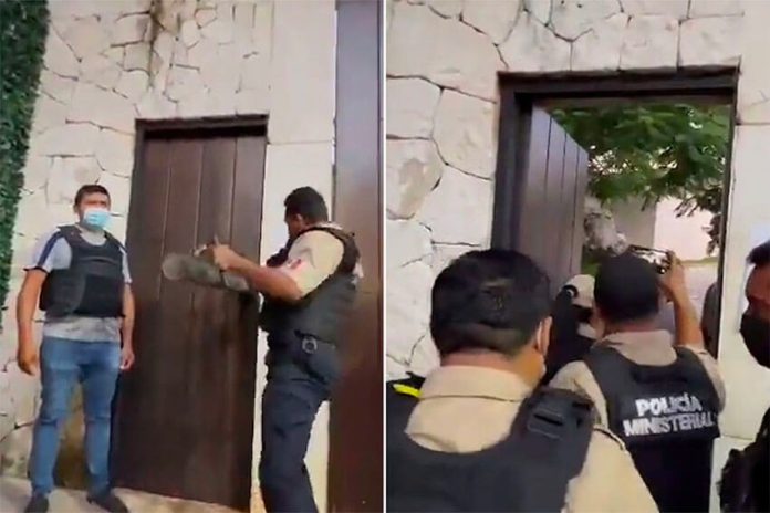 Investigators use force to enter the home of the national leader of the Institutional Revolutionary Party.