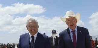 U.S. envoy to Mexico Ken Salazar and President Lopez Obrador