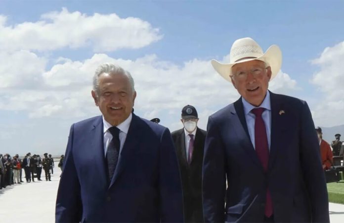 U.S. envoy to Mexico Ken Salazar and President Lopez Obrador