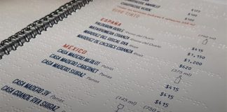 A Coahuila restaurant's Braille menu.