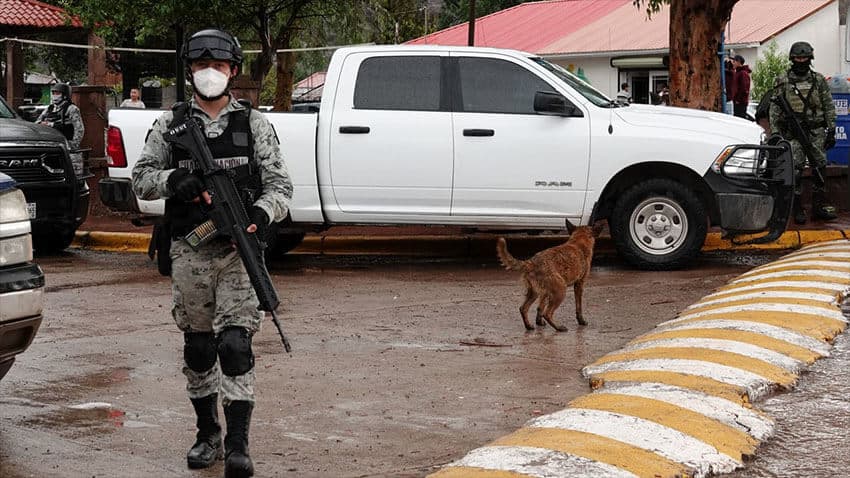 National Guard troops patrol the town of Cerocahui, where state officials say the local police were working with El Chueco.