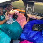 The abuelitas in their limo on the way to the party.