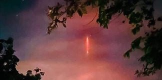 Some concerned residents reported the light to authorities, while others joked about it on social media.