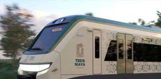 An artistic rendering of a Maya Train car.