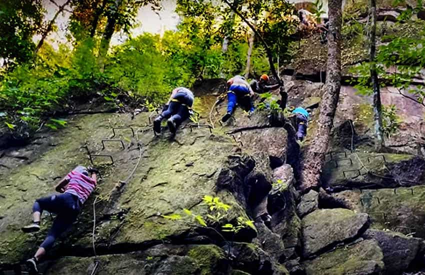 Rock climing wall at Potrero de Mulas wildlife reserve, Jalisco