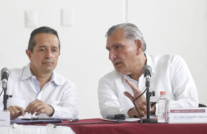 Mexico Interior Minister Adan Augusto Lopez Hernandez, right
