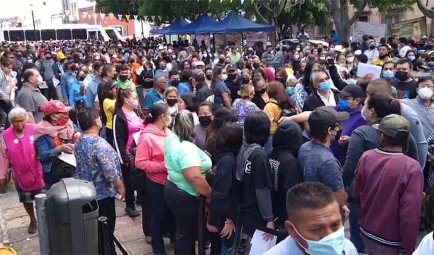 Voters waiting in line at Morena internal elections 2022