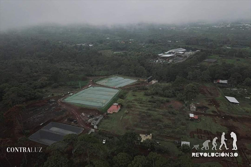 An aerial view of the biodigestor facility.