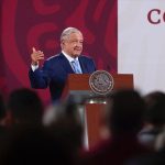 The president speaks at his conference on Tuesday.