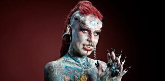 Cristerna's first body modification was a nose piercing at age 12.