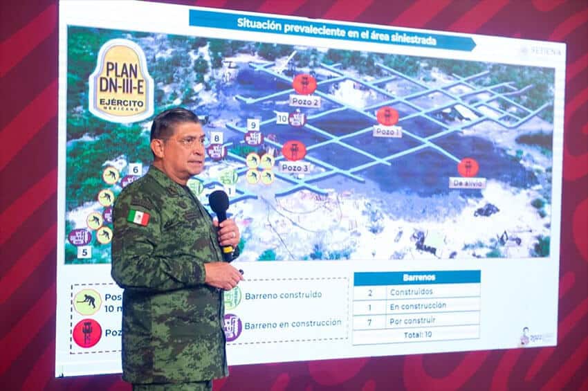 Defense Minister Luis Cresencio Sandoval describes the rescue operation MoDefense Minister Luis Cresencio Sandoval describes the rescue operation plans on Monday morning.nday morning.