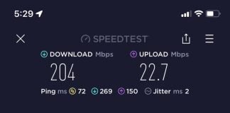 Speedtest results