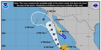 National Hurricane Center Hurricane Kay prediction map