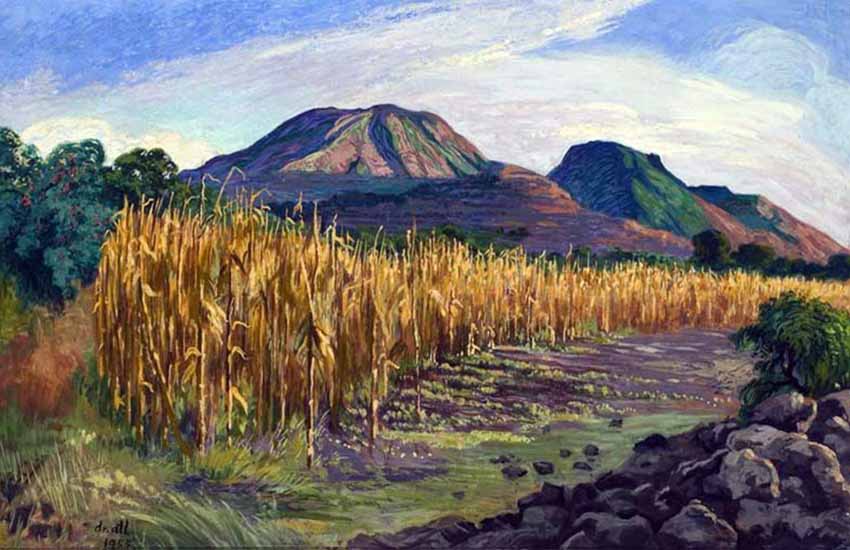 Cornfield and mountains by Dr. Atl.