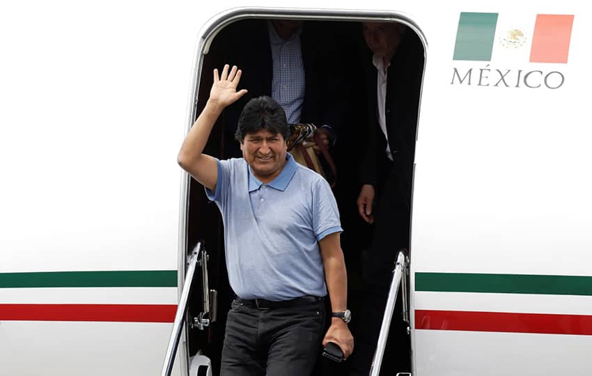 former Bolivian president Evo Morales arrives in Mexico City for Independence Day celebrations