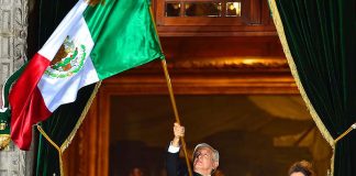 AMLO doing El Grito in 2020