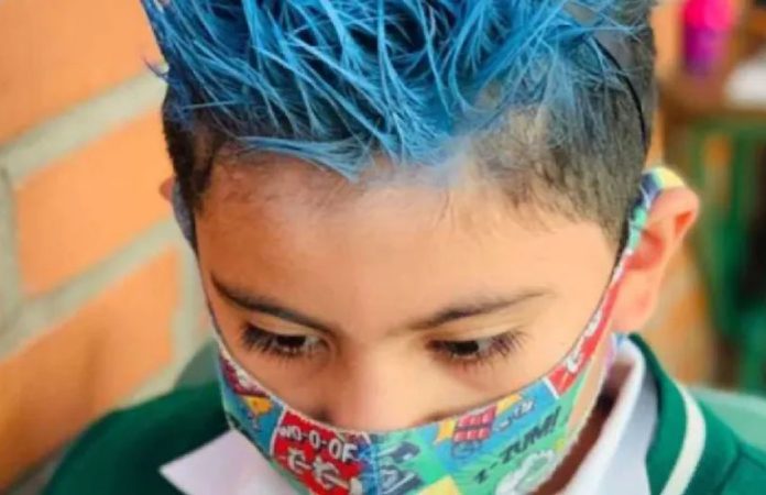 young student with blue hair