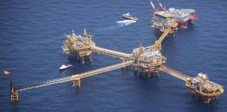 Ku Maloob Zaap oil and gas drilling platform in Campeche Sound