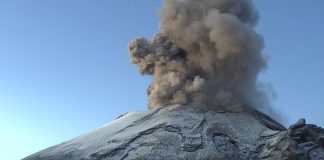 Popcatepetl volcano spewing ash