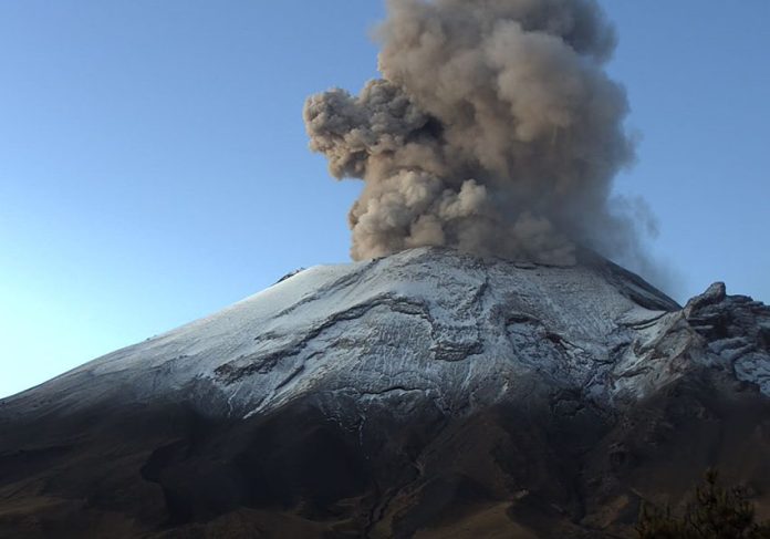 Popcatepetl volcano spewing ash