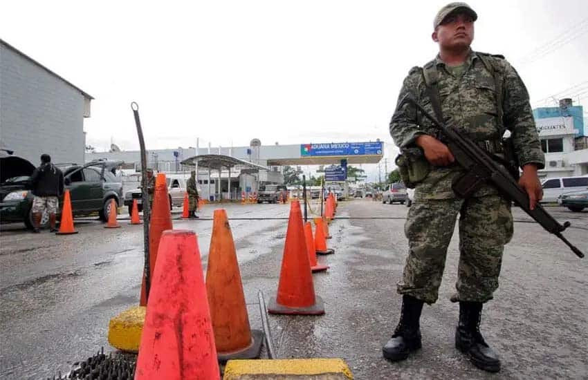 Mexican soldier at a customs station