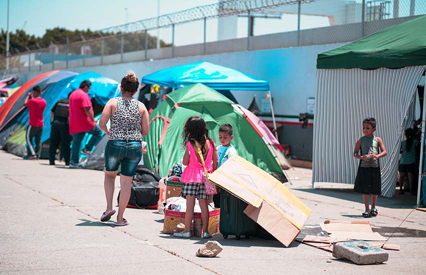 Migrants at the US border in Tijuana