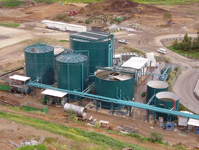 Biodigesters work by sealing organic material in a closed chamber. As bacteria and time break the material down, methane gas is produced, then funneled from the main chamber into collection tanks (pictured: an Israeli biodigester).