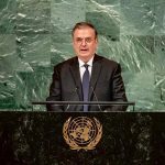 Foreign Minister Marcelo Ebrard speaks at the U.N. General Assembly.