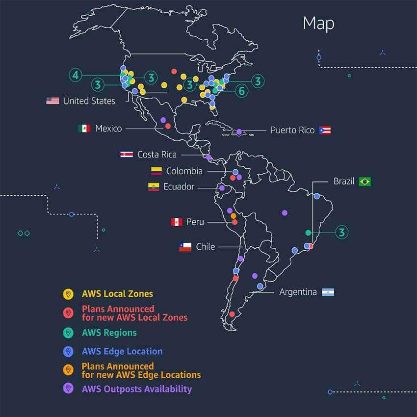 Map of AWS hub expansion plans