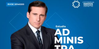 Michael Scott, the incompetent manager from the sitcom The Office, also stars in this ad for the business administration program at Innova University.