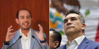 PAN leader Marko Cortés (left) and PRI leader Alejandro Moreno (right).
