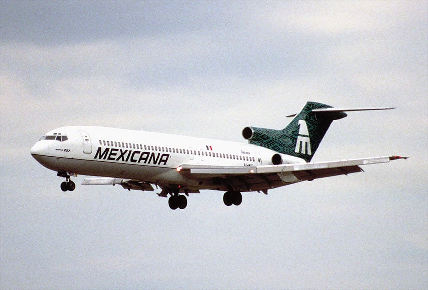 A Mexicana Boeing 727 takes flight, in a photograph from 1998.