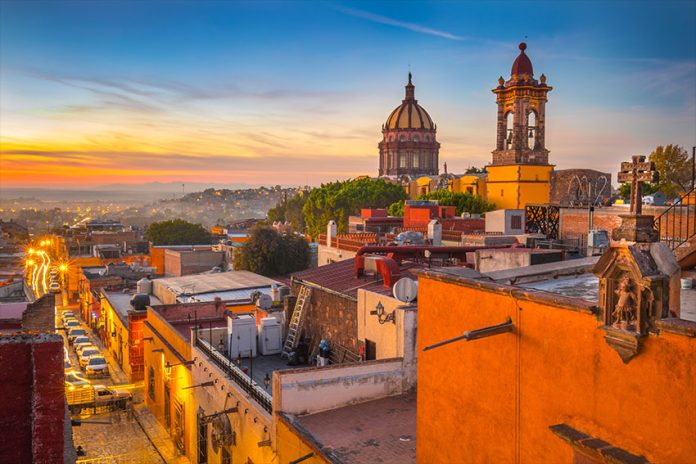 A view of San Miguel de Allende at sunset.