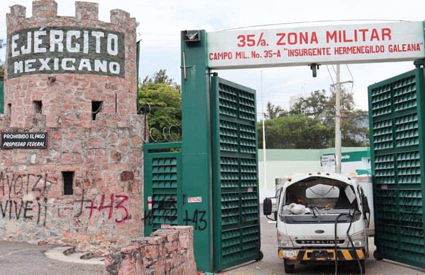 Mexican military base in Chilpancingo vandalized by Ayotzinapa 43 protesters