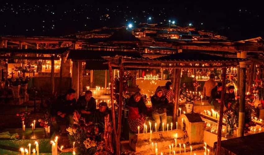 All night Day of the Dead vigil in Tenango, Oaxaca, Mexico