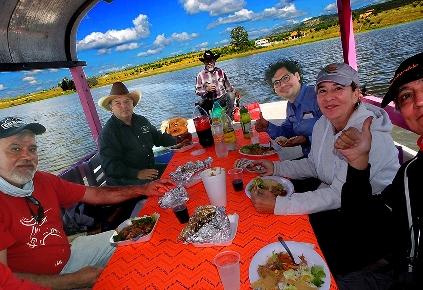 Eating on a floating restaurant in Teul, Zacatecas