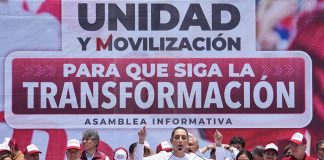 Mexico City Mayor Claudia Sheinbaum at a Morena Party rally