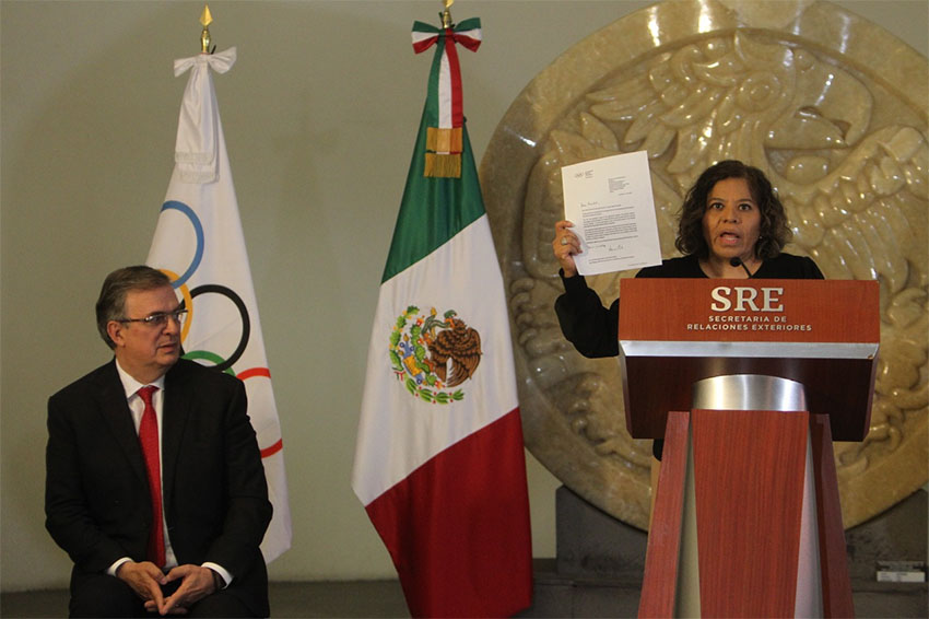 Foreign Affairs Minister Marcelo Ebrard and Mexican Olympic Committee president María José Alcalá Izguerra announced Mexico's goal to once again host the Olympics at a Wednesday press conference.