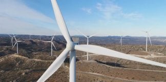 Wind turbines at Energía Sierra Juárez, another Sempra-operated wind farm in Tecate, Baja California.