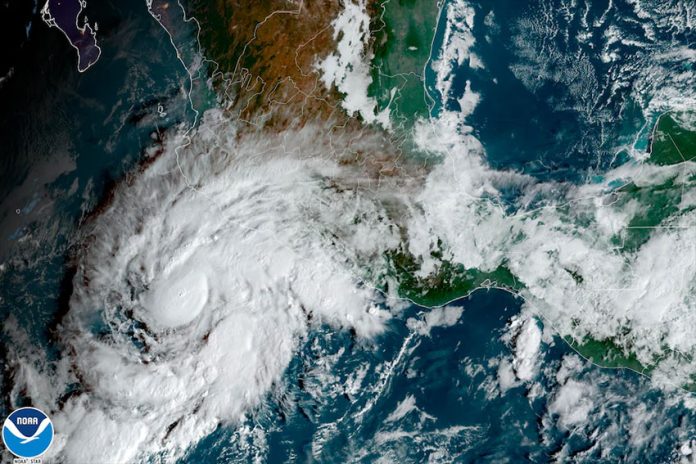 Tropical Storm Roslyn approaches the Pacific coast in this satellite photo, taken at 10 a.m. Friday morning.