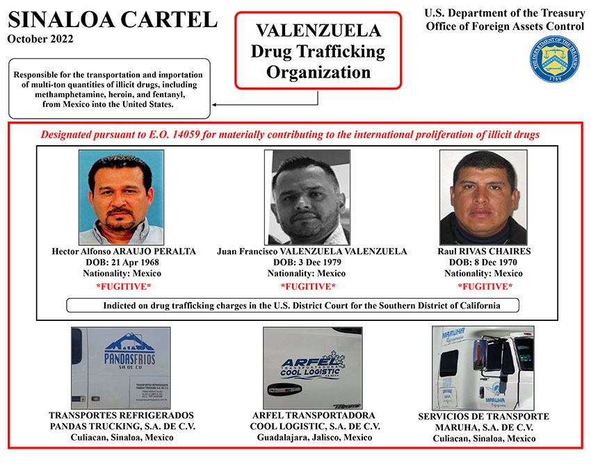 A U.S. Treasury graphics shows the individuals and organizations recently sanctioned.