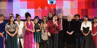 Tatiana Huezo, the director and screenwriter of the winning film 'Prayers for the Stolen,' speaks at this year's Ariel Awards.