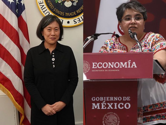 US Trade Representative Katherine Tai, left, and Mexico Economy Minister Raquel Buenrostro