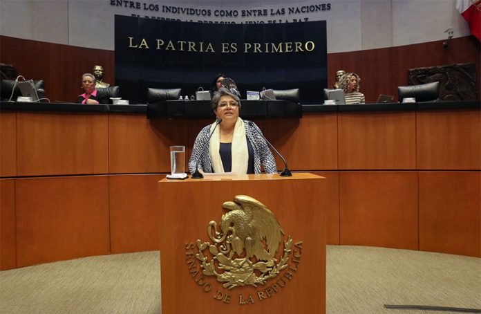 Economy Minister Raquel Buenrostro appeared before the Senate on Tuesday.