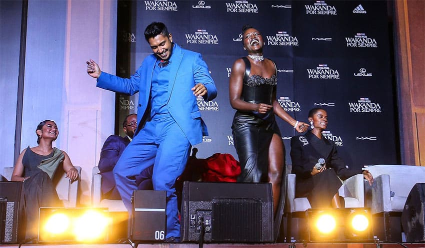 Tenoch Huerta and Lupita Nyong'o took a moment to show off their dance moves at the Mexican premiere of Black Panther: Wakanda Forever.