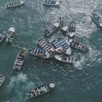 Illegal fishers cast their nets in vaquita habitat, in the Gulf of California.