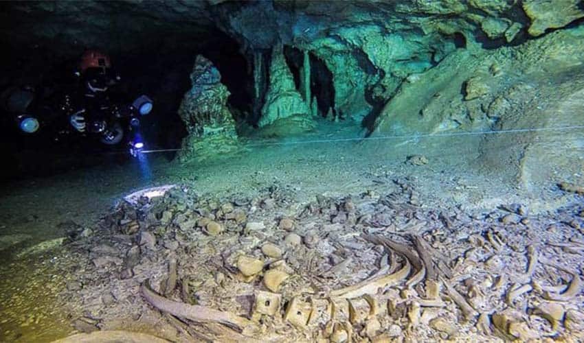 Ancient Maya remains found in the Sac Actun underwater cave system in Quintana Roo